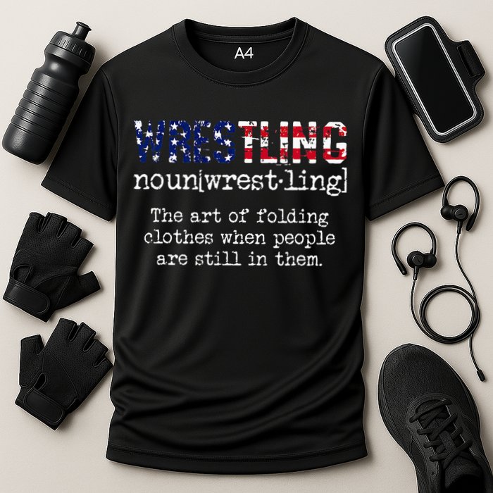 Wrestling The Art Of Folding Clothes With People Still Them Cooling Performance Crew T-Shirt