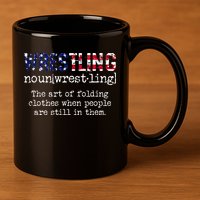 Wrestling The Art Of Folding Clothes With People Still Them 11oz C Handle Ceramic Mug