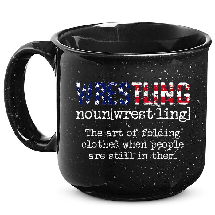 Wrestling The Art Of Folding Clothes With People Still Them 15oz Campfire Ceramic Mug