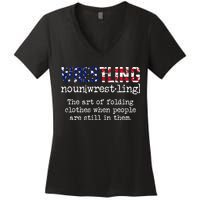 Wrestling The Art Of Folding Clothes With People Still Them Women's V-Neck T-Shirt