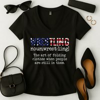 Wrestling The Art Of Folding Clothes With People Still Them Women's V-Neck T-Shirt