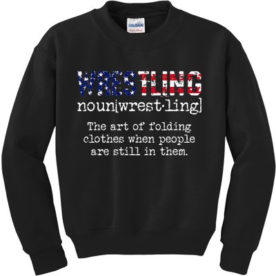 Wrestling The Art Of Folding Clothes With People Still Them Kids Sweatshirt