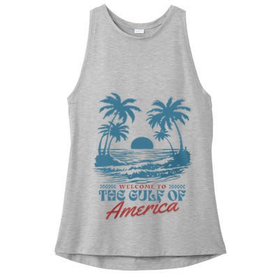 Welcome To AmericaS Gulf Beach Retro Gulf Of Usa America Ladies PosiCharge Tri-Blend Wicking Tank