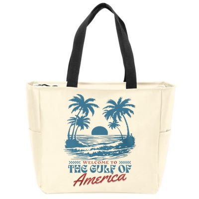 Welcome To AmericaS Gulf Beach Retro Gulf Of Usa America Zip Tote Bag