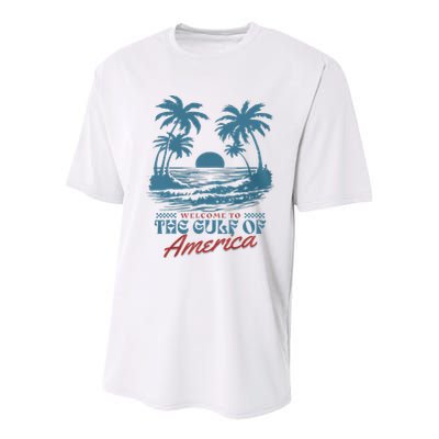 Welcome To AmericaS Gulf Beach Retro Gulf Of Usa America Youth Performance Sprint T-Shirt