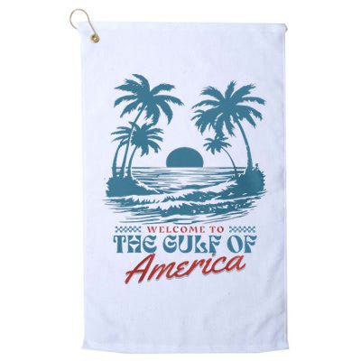 Welcome To AmericaS Gulf Beach Retro Gulf Of Usa America Golf Towel