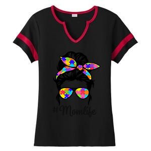 Wo Th Autistic Autism Awareness Mom Life Gift Ladies Halftime Notch Neck Tee