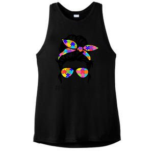 Wo Th Autistic Autism Awareness Mom Life Gift Ladies PosiCharge Tri-Blend Wicking Tank