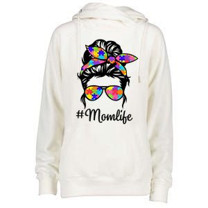 Wo Th Autistic Autism Awareness Mom Life Gift Womens Funnel Neck Pullover Hood