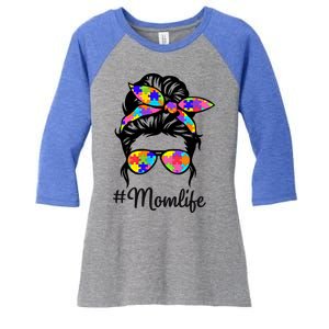 Wo Th Autistic Autism Awareness Mom Life Gift Women's Tri-Blend 3/4-Sleeve Raglan Shirt