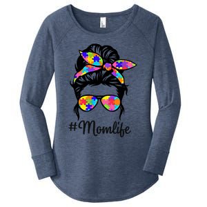 Wo Th Autistic Autism Awareness Mom Life Gift Women's Perfect Tri Tunic Long Sleeve Shirt