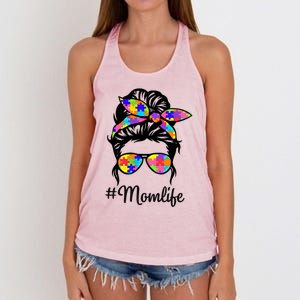 Wo Th Autistic Autism Awareness Mom Life Gift Women's Knotted Racerback Tank