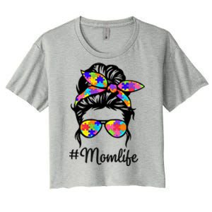 Wo Th Autistic Autism Awareness Mom Life Gift Women's Crop Top Tee