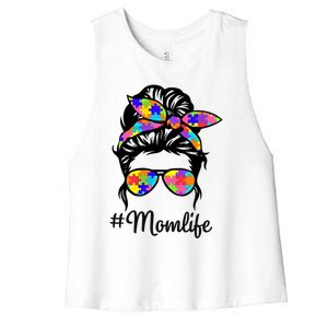 Wo Th Autistic Autism Awareness Mom Life Gift Women's Racerback Cropped Tank