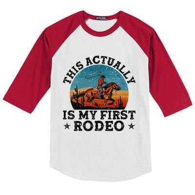 Wo This Actually Is My First Rodeo Country Life Howdy Vintage Kids Colorblock Raglan Jersey