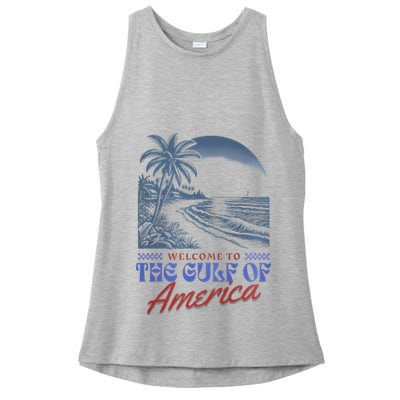 Welcome To AmericaS Gulf Retro Vintage Beach Ladies PosiCharge Tri-Blend Wicking Tank