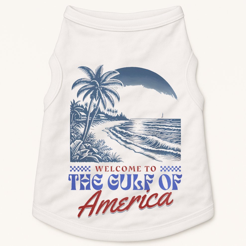 Welcome To AmericaS Gulf Retro Vintage Beach Doggie Tank