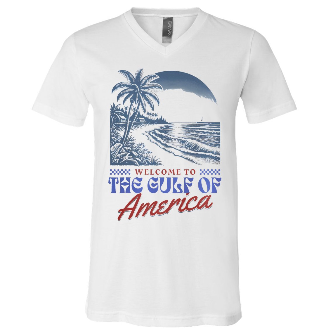 Welcome To AmericaS Gulf Retro Vintage Beach V-Neck T-Shirt