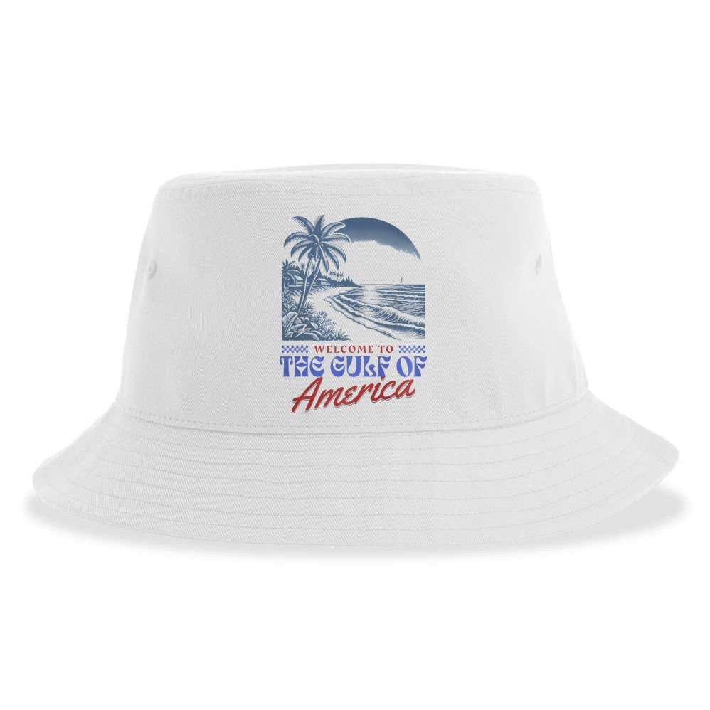 Welcome To AmericaS Gulf Retro Vintage Beach Sustainable Bucket Hat