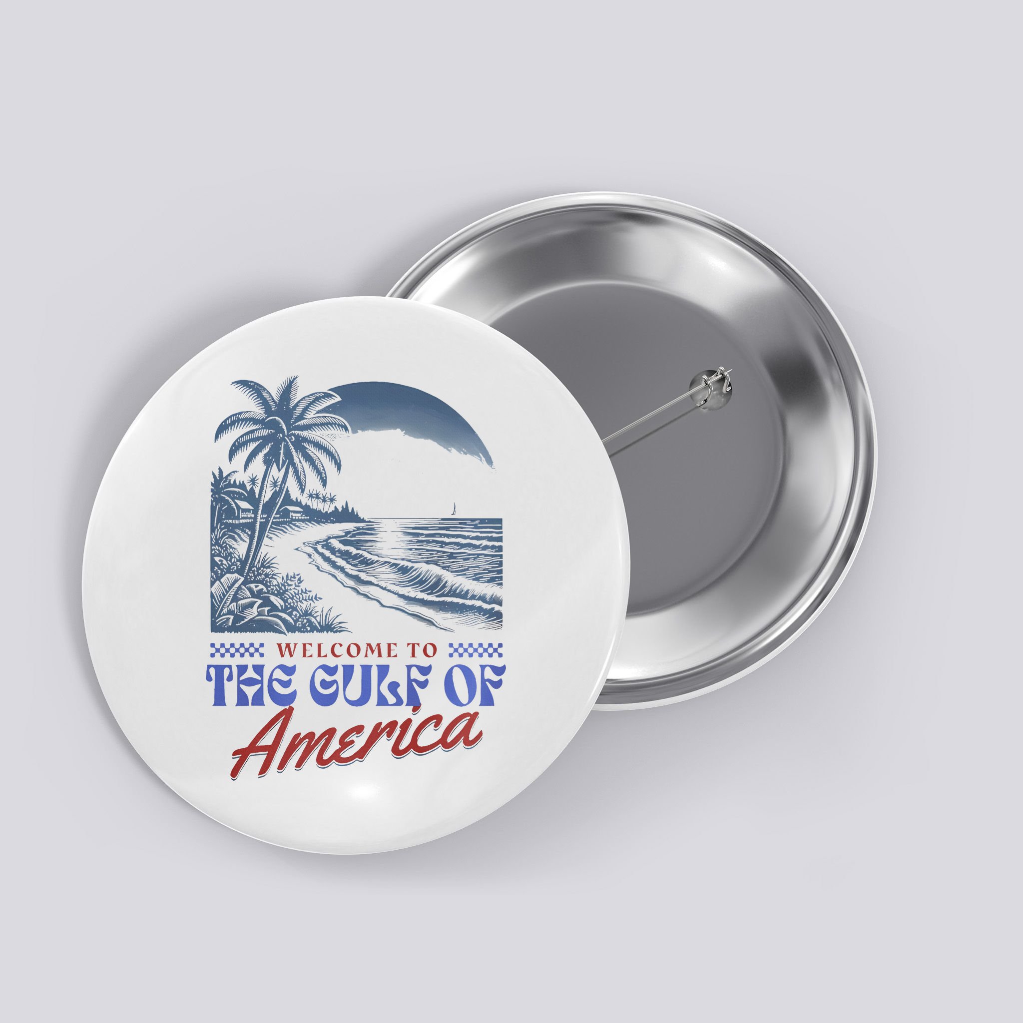 Welcome To AmericaS Gulf Retro Vintage Beach Button