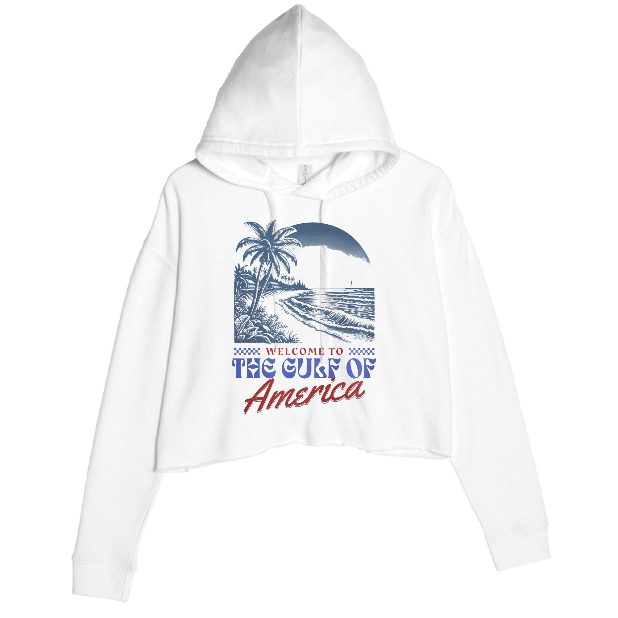 Welcome To AmericaS Gulf Retro Vintage Beach Crop Fleece Hoodie