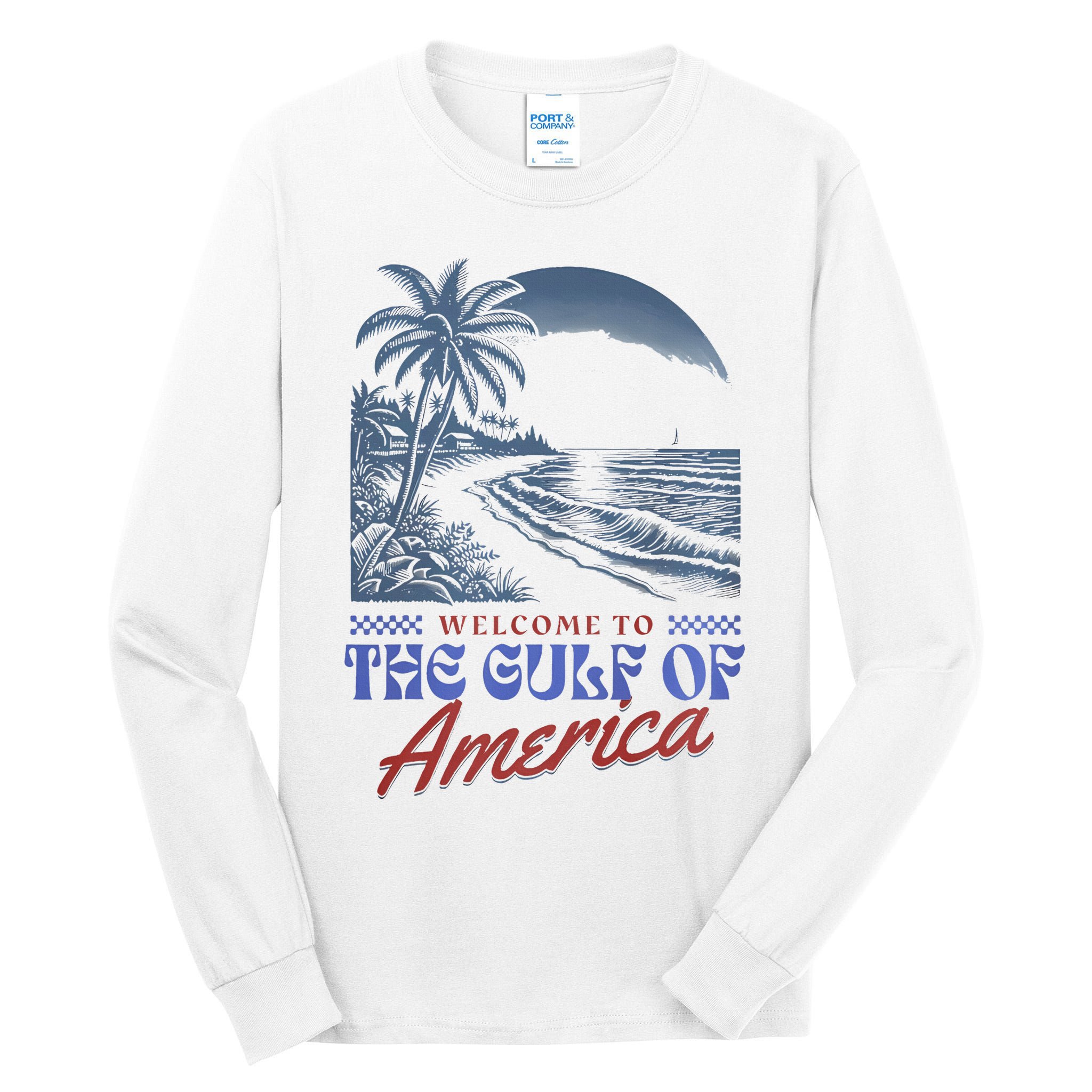 Welcome To AmericaS Gulf Retro Vintage Beach Tall Long Sleeve T-Shirt