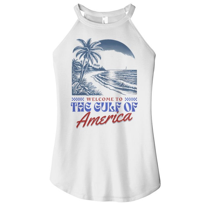 Welcome To AmericaS Gulf Retro Vintage Beach Women's Perfect Tri Rocker Tank