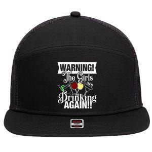 Warning The Are Drinking Again 7 Panel Mesh Trucker Snapback Hat