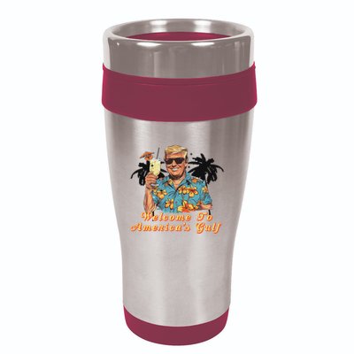 Welcome To AmericaS Gulf Funny Trump Beach Cruise 16oz Travel Tumbler