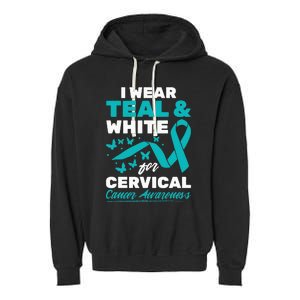 Wear Teal And White Cervical Cancer Awareness Garment-Dyed Fleece Hoodie