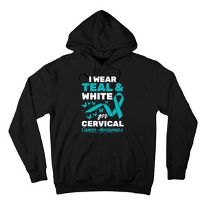 Wear Teal And White Cervical Cancer Awareness Hoodie