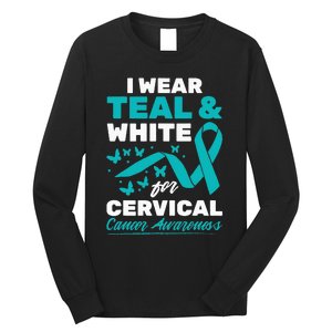 Wear Teal And White Cervical Cancer Awareness Long Sleeve Shirt