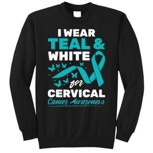 Wear Teal And White Cervical Cancer Awareness Sweatshirt