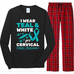 Wear Teal And White Cervical Cancer Awareness Long Sleeve Pajama Set