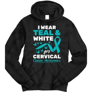 Wear Teal And White Cervical Cancer Awareness Tie Dye Hoodie