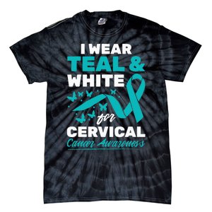 Wear Teal And White Cervical Cancer Awareness Tie-Dye T-Shirt