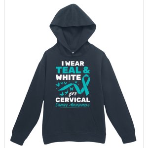 Wear Teal And White Cervical Cancer Awareness Urban Pullover Hoodie