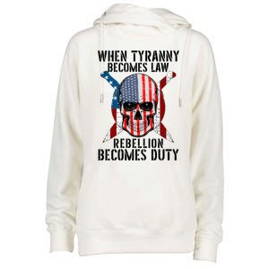 When Tyranny Becomes Law Rebellion Becomes Duty Patriotic Womens Funnel Neck Pullover Hood