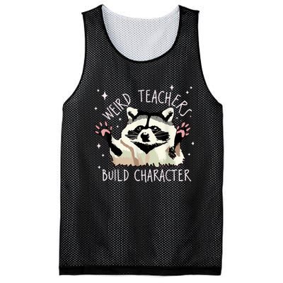 Weird Teachers Build Character Raccoon Teacher Appreciation Mesh Reversible Basketball Jersey Tank