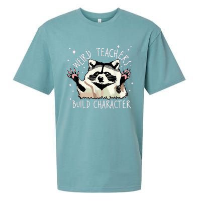 Weird Teachers Build Character Raccoon Teacher Appreciation Sueded Cloud Jersey T-Shirt