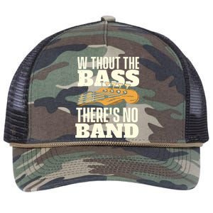 Without The Bass Bassist Guitarist Bass Guitar Player Retro Rope Trucker Hat Cap