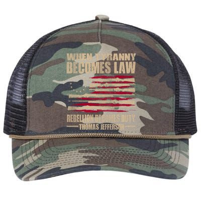 When Tyranny Becomes Law Rebellion Becomes Duty Retro Rope Trucker Hat Cap