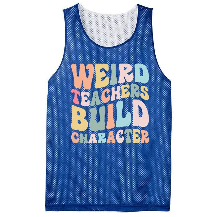 Weird Teachers Build Character Vintage Funny Teacher Sayings Mesh Reversible Basketball Jersey Tank