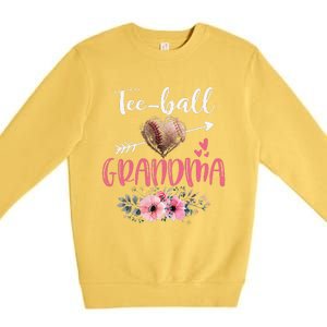 Womens Tee Ball Grandma Floral Funny Tee Ball Heart Mother's Day Premium Crewneck Sweatshirt