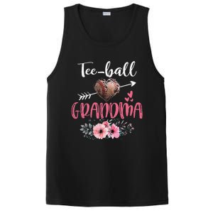 Womens Tee Ball Grandma Floral Funny Tee Ball Heart Mother's Day PosiCharge Competitor Tank