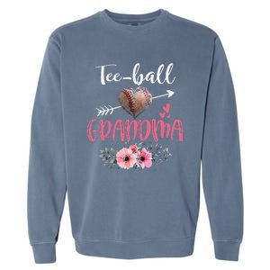 Womens Tee Ball Grandma Floral Funny Tee Ball Heart Mother's Day Garment-Dyed Sweatshirt