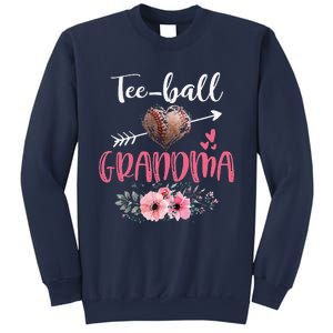 Womens Tee Ball Grandma Floral Funny Tee Ball Heart Mother's Day Sweatshirt