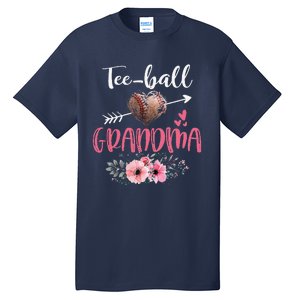 Womens Tee Ball Grandma Floral Funny Tee Ball Heart Mother's Day Tall T-Shirt