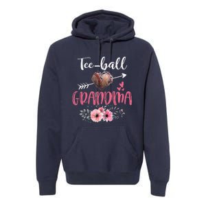 Womens Tee Ball Grandma Floral Funny Tee Ball Heart Mother's Day Premium Hoodie