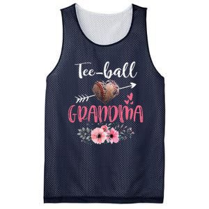 Womens Tee Ball Grandma Floral Funny Tee Ball Heart Mother's Day Mesh Reversible Basketball Jersey Tank